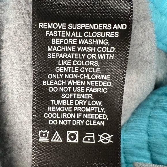 Gerry Girls Gray and Turquoise Insulated Snow Ski Pants w/Suspenders -Sz L 14/16 - Picture 14 of 15